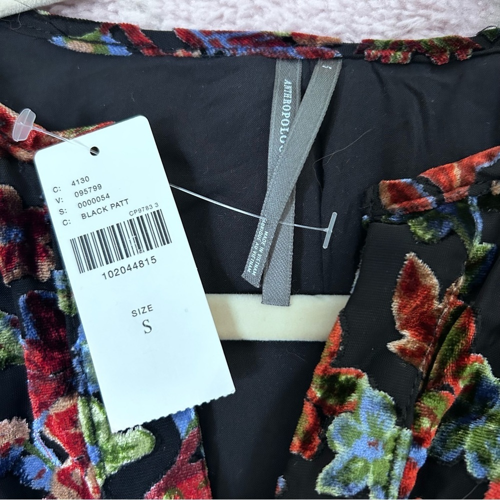 NWT Anthropologie Somerset Floral Velvet Mini Dress Size Small Boho Fall Event - Picture 6 of 14